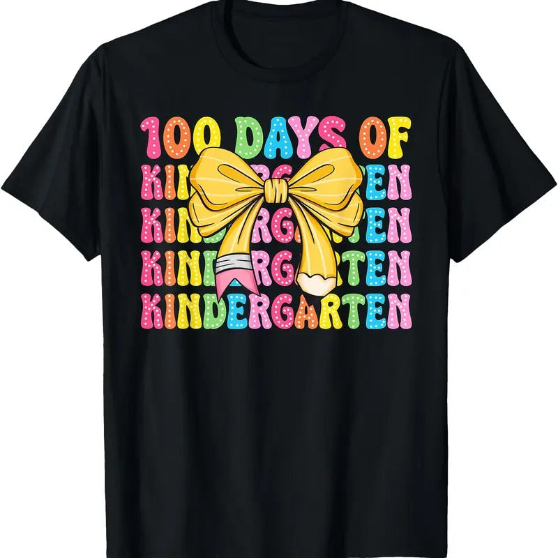 100 Days Of Kindergarten School Teacher Coquette 100th Day T-Shirt Hoodie, Sweatshirt | CoreVibeTees.com