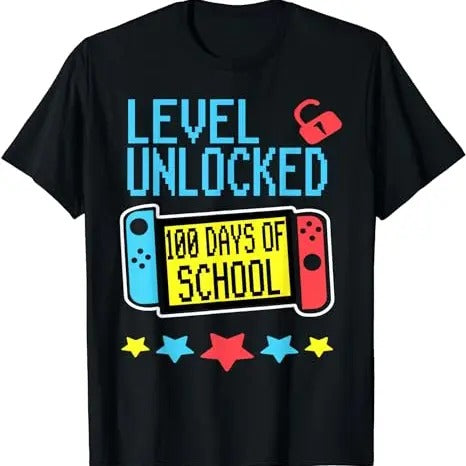 100 days of school shirt boys Unlocked Gamer Video Games T-Shirt, Hodie and Sweater, T-Shirt