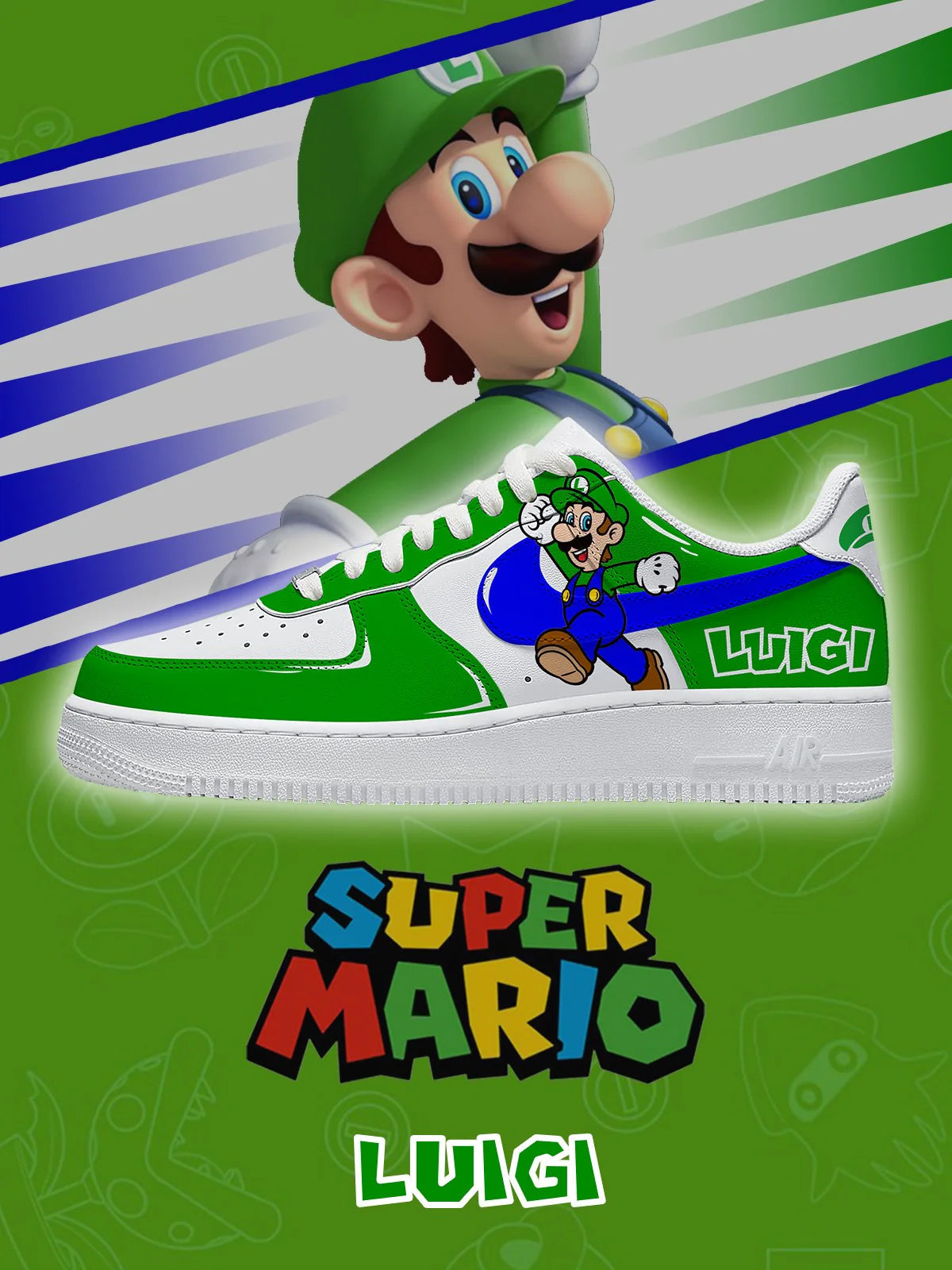 Super Mario ‘Luigi’ Limited Edition Air Force 1 Shoes