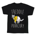 Freddie Purrcury Cat Parody White Print Kid's Tee Hoodie, Sweatshirt | CoreVibeTees.com (Image 1)
