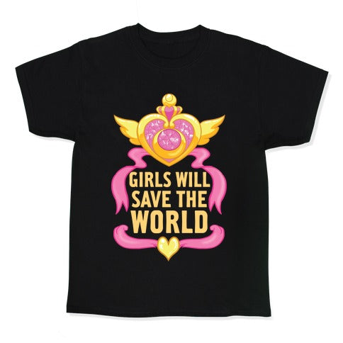 Girls Will Save The World Kid's Tee Hoodie, Sweatshirt | CoreVibeTees.com (Image 1)