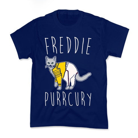 Freddie Purrcury Cat Parody White Print Kid's Tee Hoodie, Sweatshirt | CoreVibeTees.com (Image 2)