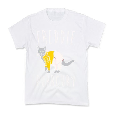 Freddie Purrcury Cat Parody White Print Kid's Tee Hoodie, Sweatshirt | CoreVibeTees.com (Image 5)