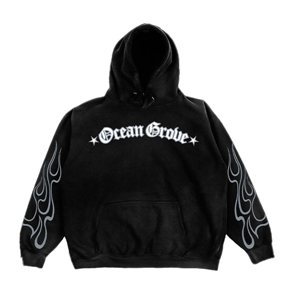 Old English Flames Hoodie (Black) T-Shirts, Sweatshirt | CoreVibeTees.com