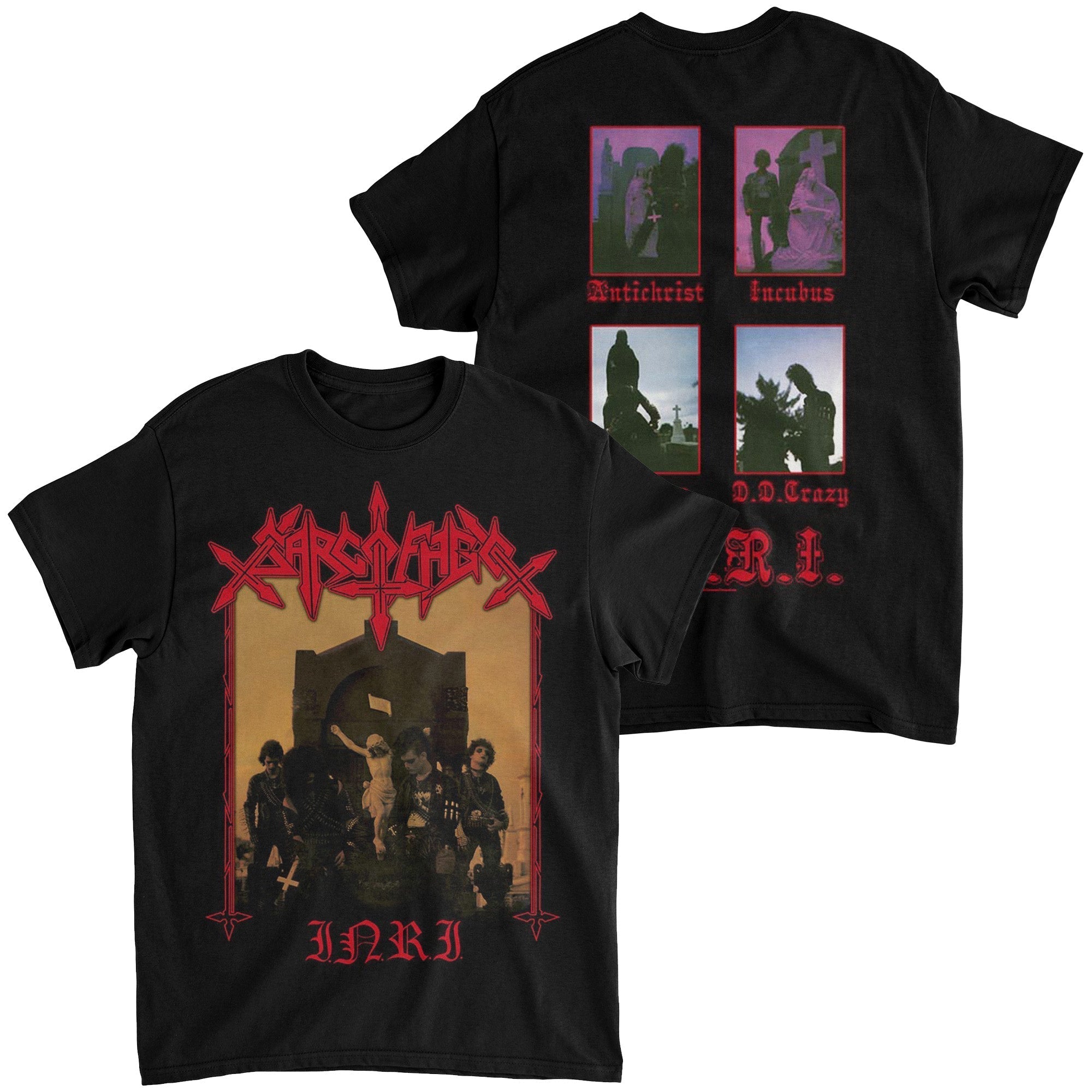 Sarcofago - I.N.R.I. t-shirt Hoodie, Sweatshirt | CoreVibeTees.com (Image 1)