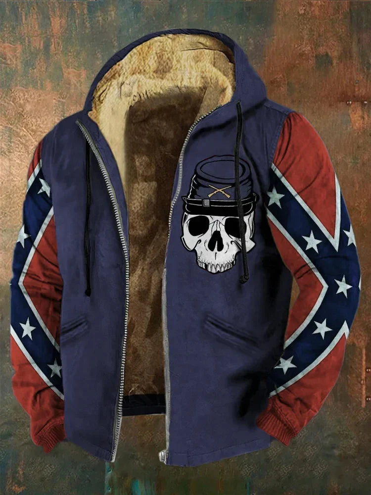 Old Dixie Skull Zip Hoodie Retro Southern Cross Shirt Southern Pride Merchandise Sweatshirt | CoreVibeTees.com