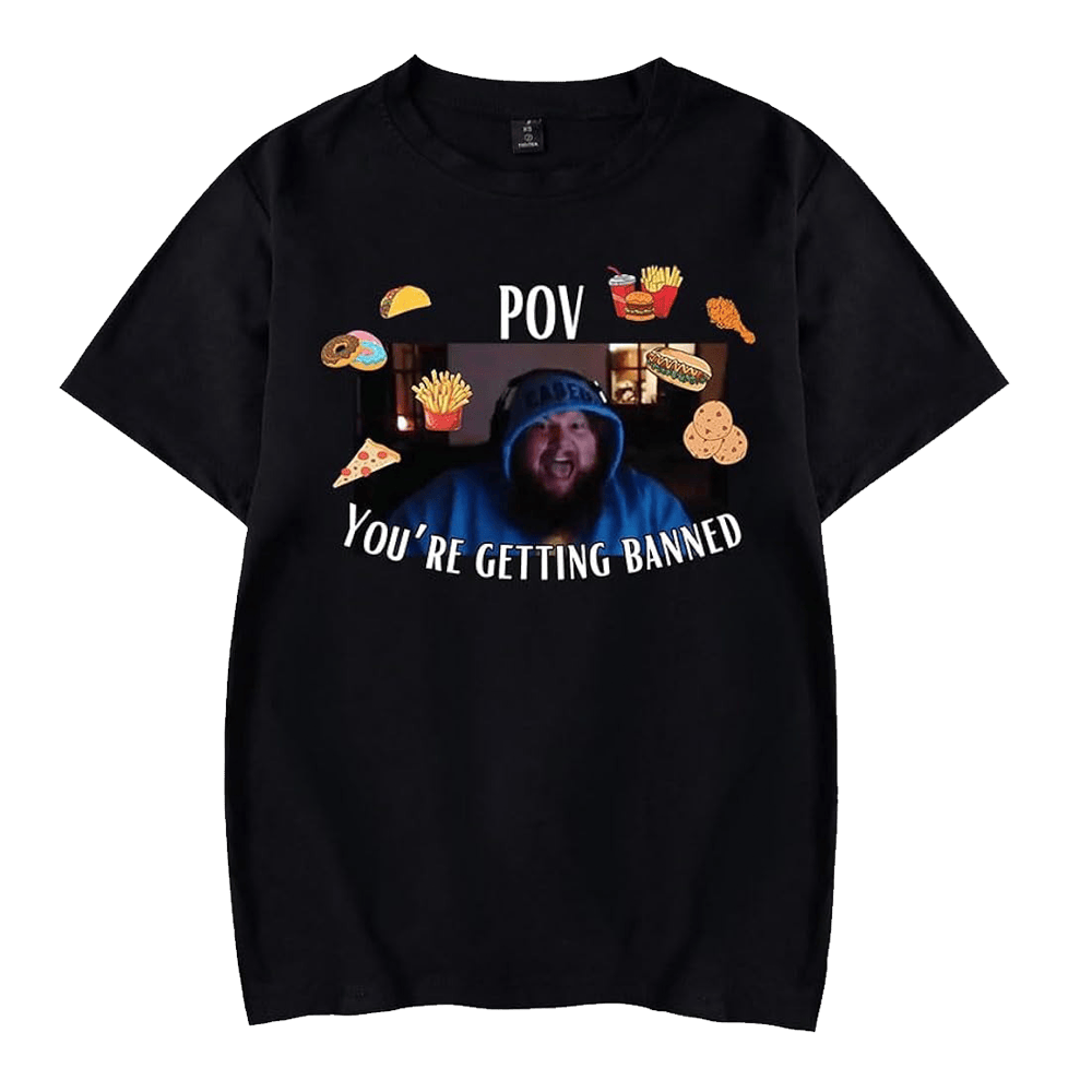 Caseoh Merch POV You're Getting Banned T-Shirt Father's Day Gifts For Game Fans Gift for Dad Hoodie, Sweatshirt