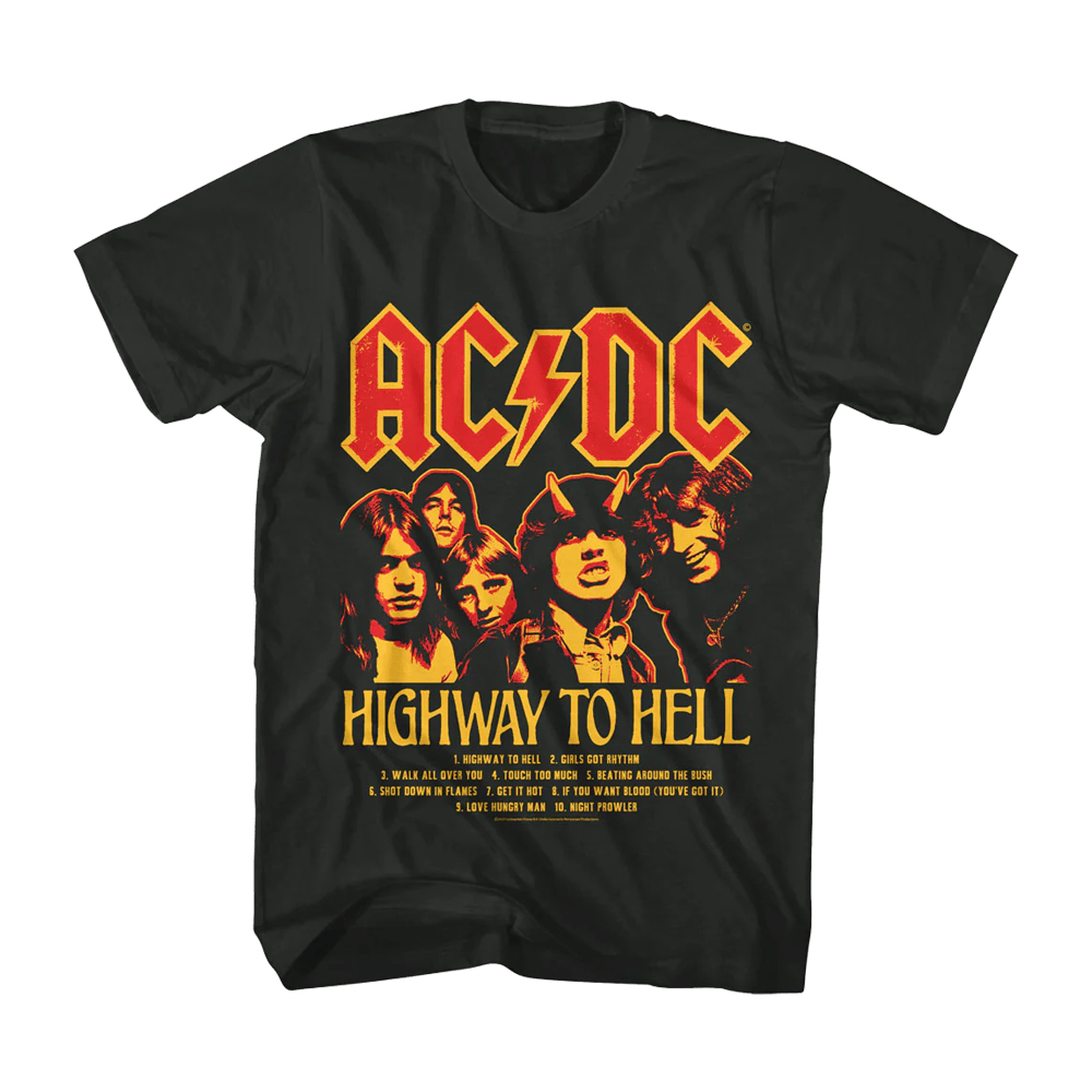 ACDC Merch Highway To Hell Tracklist T-Shirt Music Related Gifts For Guys Hoodie, Sweatshirt | CoreVibeTees.com