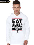 Eat Sleep Conquer Repeat White Hoodie T-Shirts, Sweatshirt | CoreVibeTees.com