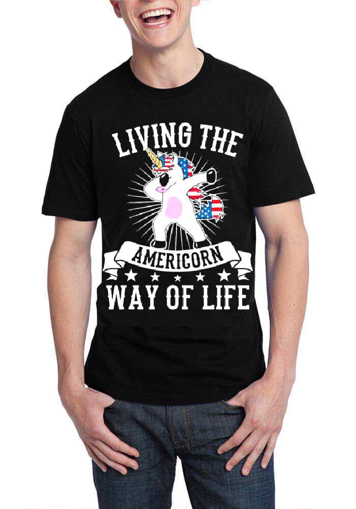 Living The Americorn Way Of Life Black Half Sleeve T-Sthirt T-Shirts, Hoodie, Sweatshirt | CoreVibeTees.com