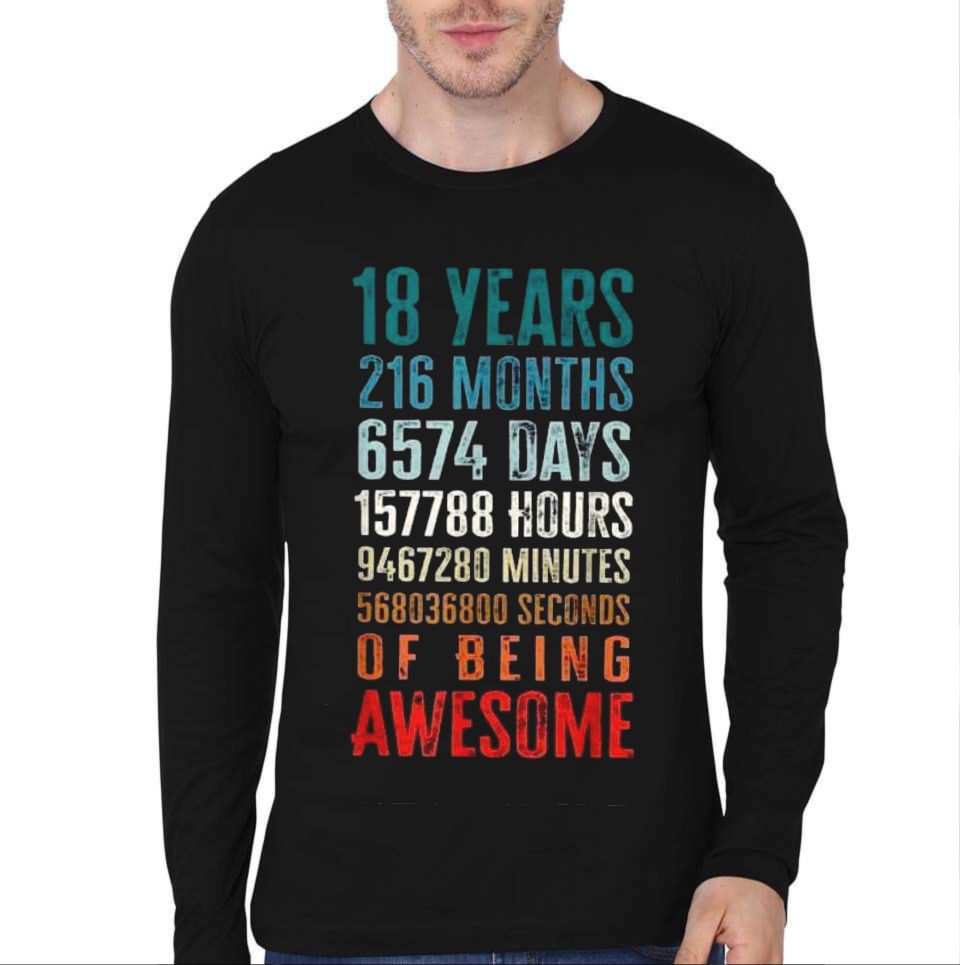 18 Years Of Beign Awesome Birthday Full Sleeve T-Shirt Hoodie, Sweatshirt | CoreVibeTees.com
