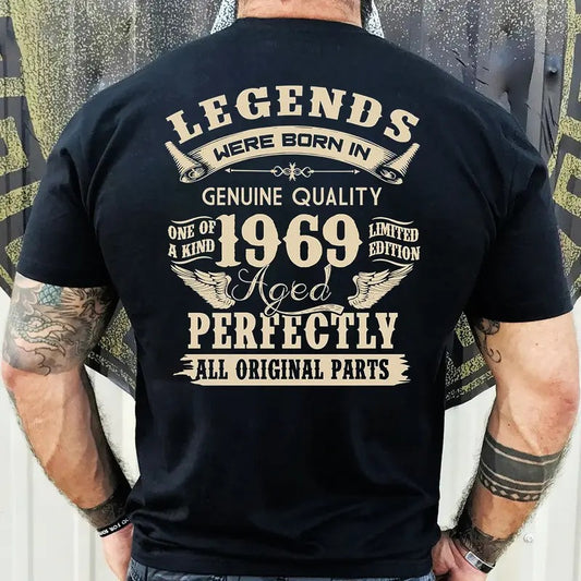 1969 Vintage Birthday Gift for Dad Legends - Cotton Crew Neck Shirt for 55th Birthday Celebrants Fabric Menswear