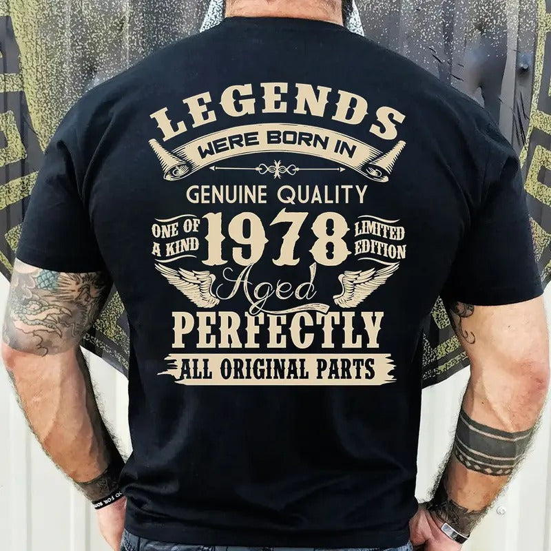 1978 Vintage Birthday Gift Shirt for Men - Legends Were Born in '78 - Dad's 46th Birthday Gift Cotton Fabric Menswear