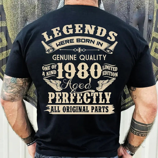 1980 Vintage Birthday Gift Shirt for Men - Legends Were Born in '80 - Dad's 44th Birthday Gift Cotton Long Fabric Menswear