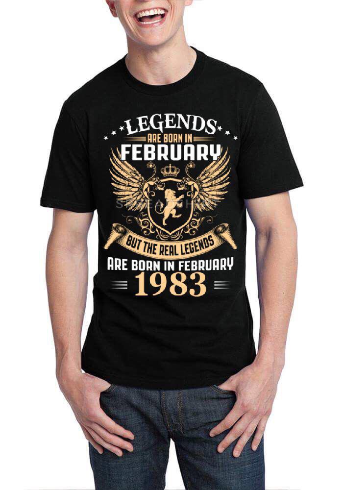 Legends Are Born In February 1983 Black T-Shirt Hoodie, Sweatshirt | CoreVibeTees.com