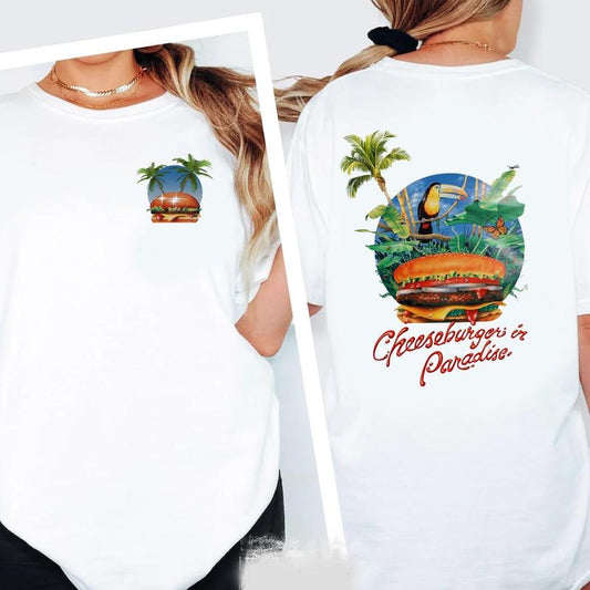 1985 Jimmy Buffett Cheeseburger In Paradise Caribbean Soul Double Sided T-Shirt Casual Streetwear Styles Summer Trendy Gift