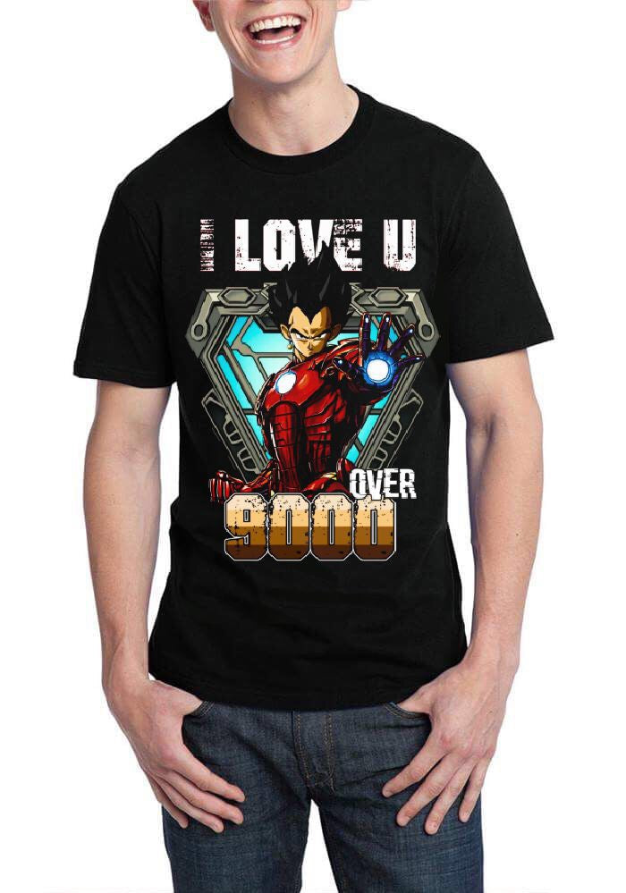 I Love U Over 9000 Black Half Sleeve T-Shirt Hoodie, Sweatshirt | CoreVibeTees.com