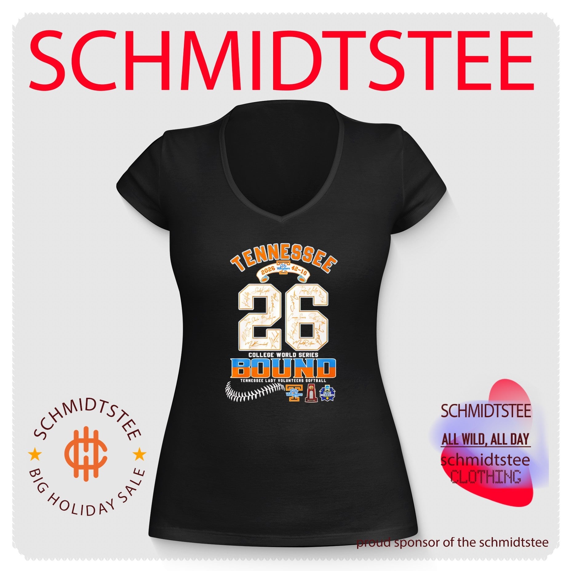 Tennessee Lady Volunteers 2026 42-10 College World Series Bound signature shirt