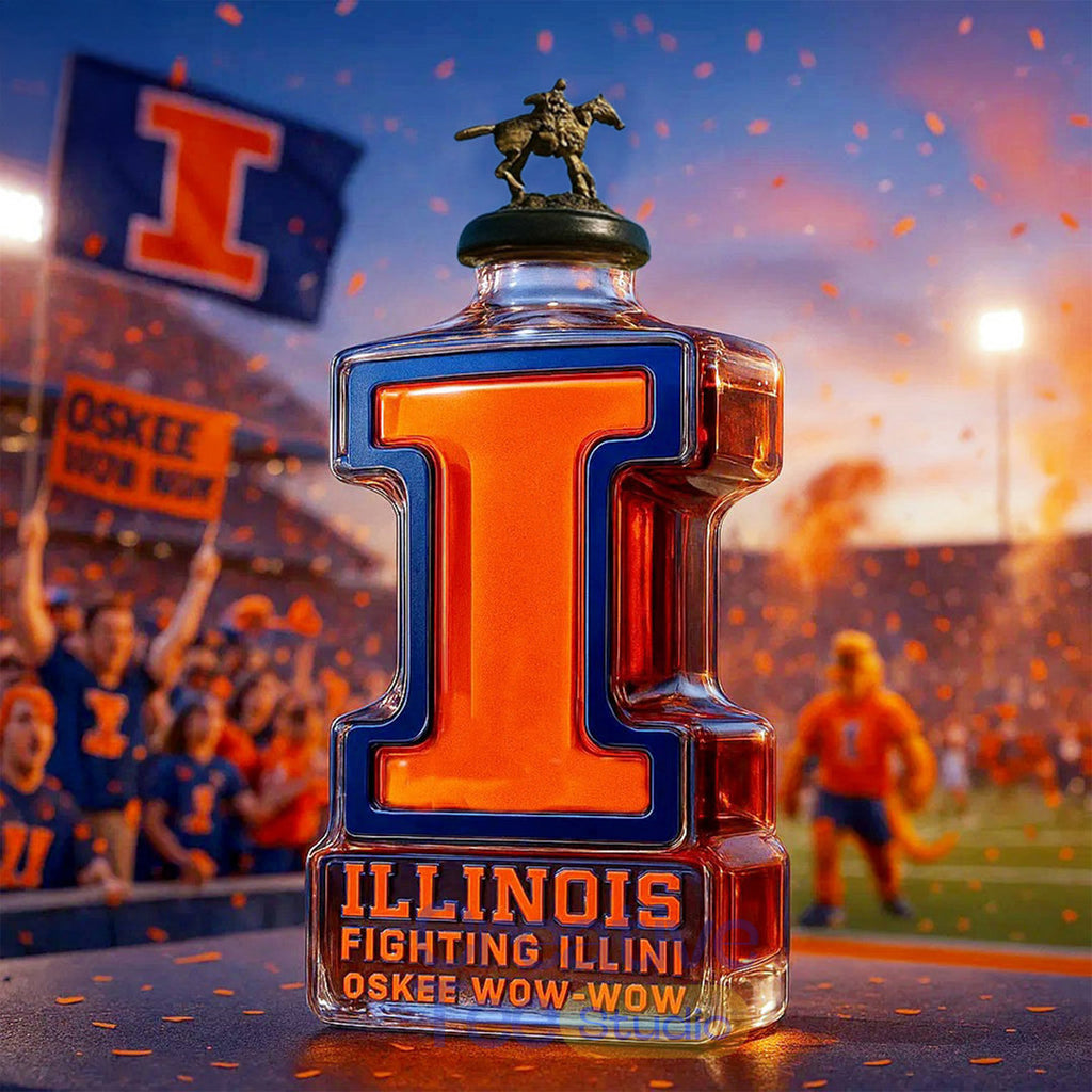 Illinois Fighting Illini ‘Oskee Wow Wow’ Whiskey Bottle