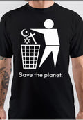 Save The Planet Half Sleeve Black T-Shirt Hoodie, Sweatshirt | CoreVibeTees.com