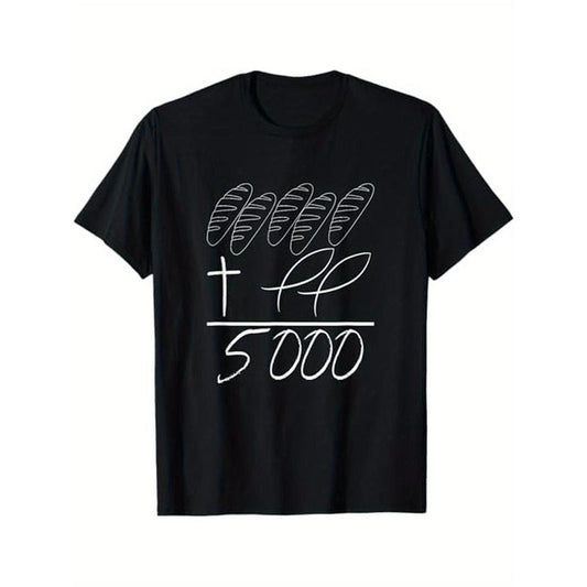 2 Fishes 5 Breads 5000 Chosen Against The Current T-Shirt, Cotton, Halloween Thanksgiving Christmas Gift for Men Family Friends Made in USA