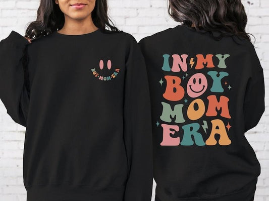 2 Side Boy Mom Era Sweatshirt,In My Boy Mom Era Shirt,Boy Mom Era Sweatshirt,Gender Reveal Shirts,New Mom Gifts,Boy Mom Club Hoodie and Sweater; T-shirt