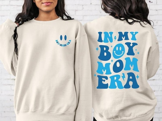 2 Side In My Boy Mom Era Sweatshirt, Boy Mom Shirts, Gender Reveal Shirt, Boy Mom Club, Boy Mom Era Hoodie and Sweater; T-shirt