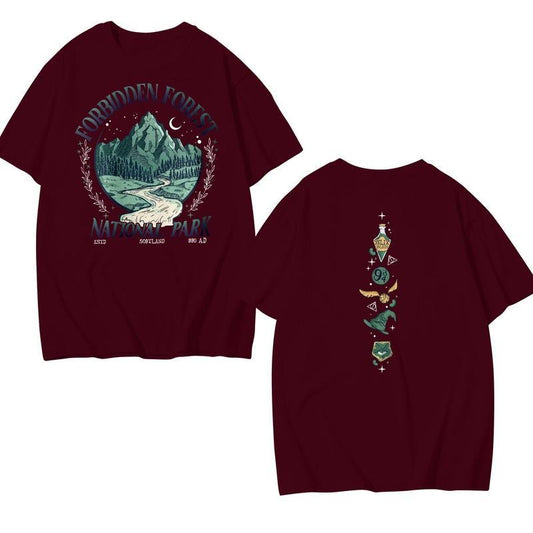 2 Sides National Park T-Shirt-sweatshirt-hoodie, Forbidden Forest Sweatshirt, Family Trip Gift, Wizard School, National Park Lover Gift, Mountain, Hiking, Camper Gift