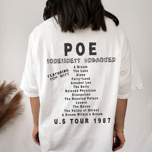 2 Slide Design, Edgar Allan Poe Distressed Band Tee Poet T-Shirt Grunge Shirt Goblincore Shirt Bookish Merch Dark Academia Shirt Gothic Clothes
