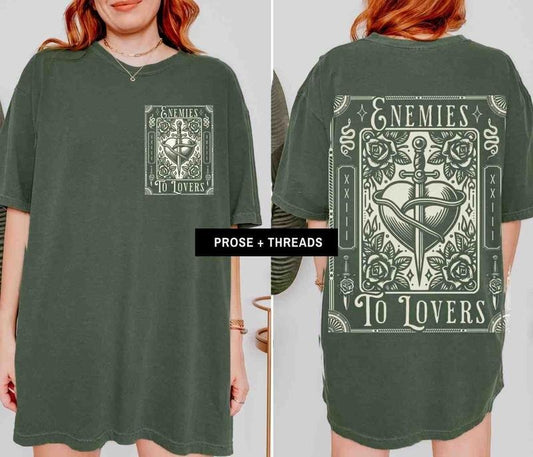 2 Slide Design, Enemies To Lovers Trope Tarot Card T-Shirt Literary Shirt Light Academia Shirt Romantasy Bookstagram Merch Tarot Shirt Booktok Merch Bookish