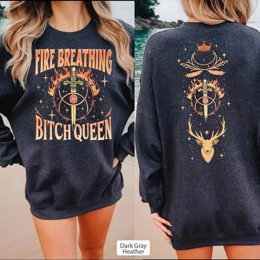 2 Slide Design, Fireheart Queen Aelin Sweatshirt, Kingsflame The Thirteen, Throne Of Glass Fan Sweatshirt, She Will Not Be Afraid, Bookish Hoodie