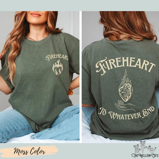 2 Slide Design, Fireheart Throne of Glass Shirt  , LICENSED SJM TOG merch To whatever ends Terrasen T-Shirt Rowan Whitethorn Aelin booktok Shortsleeve