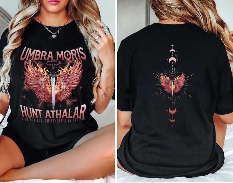 2 Slide Design, Front and Back Umbra Mortis Hunt Crescent City T-Shirts, Acotar Merch Shirt, Sarah J Maas Merch Shirt, Licensed Acotar Gift Bottom