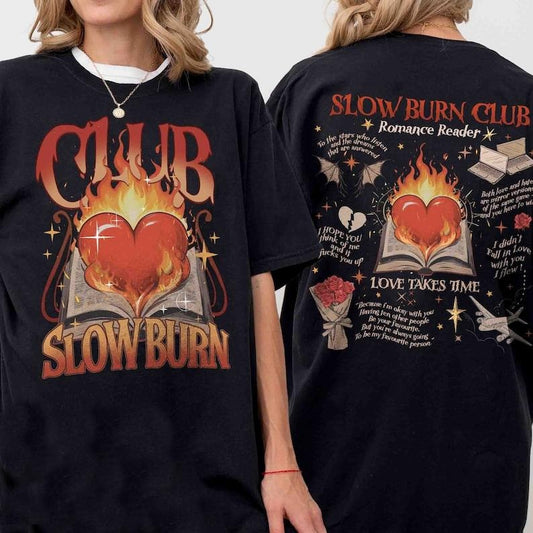 2 Slide Design, Slow Burn Shirt, Slow Burn Romance,  Slow Burn Book Club, Romance Reader Book Club Shirt, Romance Readers Bookclub Cotton Crewneck