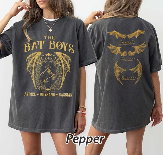 2 Slide Design, The Bat Boys Acotar tshirt, The Night Court Illyrians, A Court of Thorns and Roses Rhysand Cassian Azriel, Feyre Bat Boy Wings, Bookish