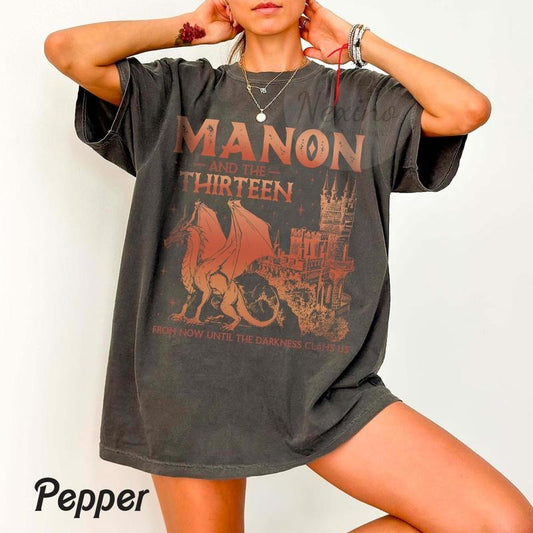 2 Slide Design, The Thirteen Shirt | Throne Of Glass T-Shirt Manon Blackbeak Ironteeth Witches Dorian Haviliard SJM Merch Terrasen Bookish Shirt