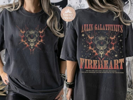 2 Slide Design, Throne Of Glass Fan T-Shirt, Aelin Galathynius Shirts, Fireheart Aelin T Shirt, Kingsflame The Thirteen, Gift For Book Lover, Bookish Shirt