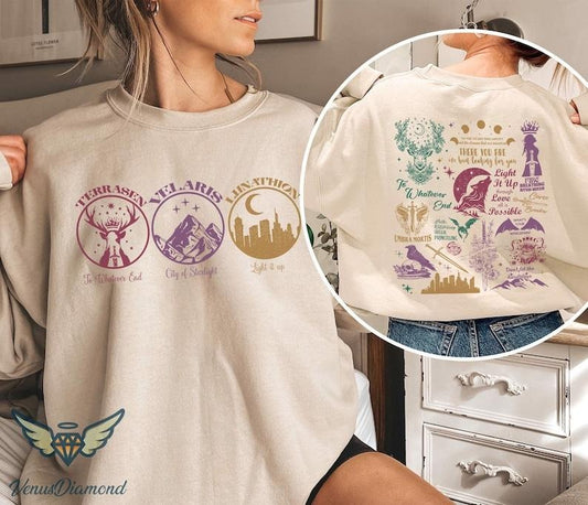 2 Slide Design, Throne Of Glass T-shirt, Terrasen T-shirt, Velaris City Shirt, Reading Lover Gift, Book Lover T-shirt, Gifts For Book Love, SJM Shirt