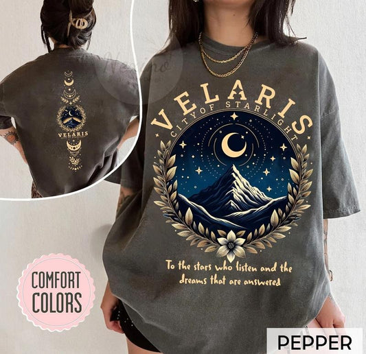 2 Slide Design, Velaris City Of Starlight ACOTAR tshirt, The Night Court Shirt, Court of Dreams, Rhysand, Cassian, Sarah J Maas, Booklover Tee