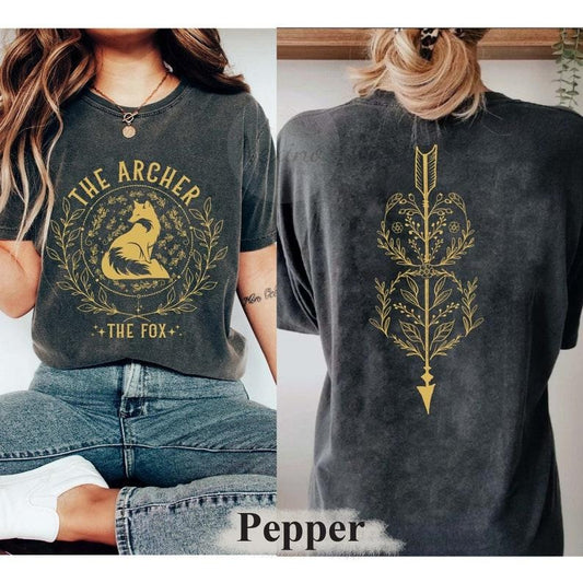 2 Slide Design, Vintage The Archer And The Fox T-Shirt. Ballad Of The Archer And The Fox T-Shirt. Bookish Shirt. Fantasy Reader Shirt. Once Upon A Broken Heart