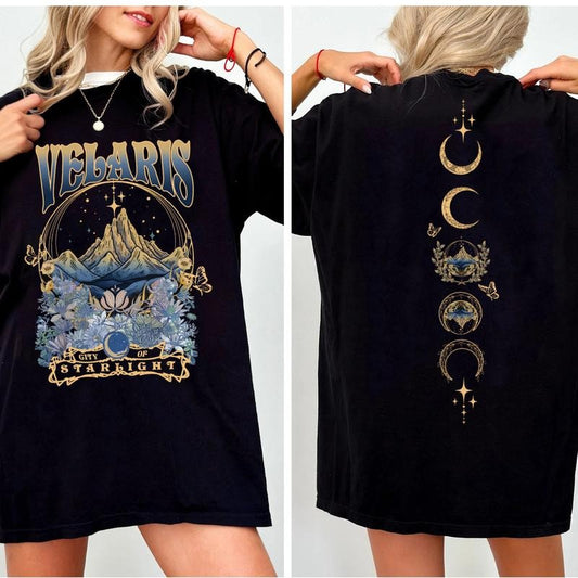 2 Slide Design, Vintage Velaris City of Starlight ACOTAR T-Shirt, The Night Court, Bookish Gift, Court of Thorns and Roses Shirt, SJM Merch