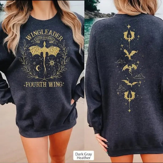 2 Slide Design, Wingleader Riders Quadrant Sweatshirt,Fourth Wing Sweatshirt,Dragon Rider Sweaters, Rebecca Yoros, Books Lover Hoodie,Books Lover Gifts