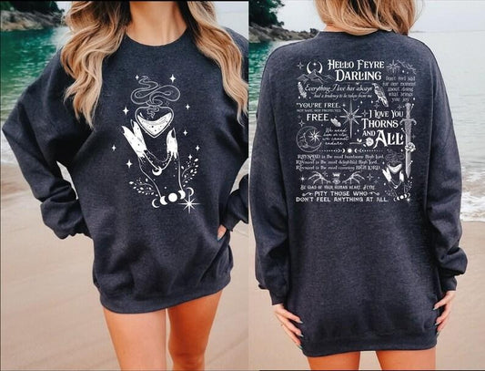 2 Slide, Acotar Fan Sweathirt and Hoodie, Hello Feyre Darling Sweatshirt,The Night Court,Illyrians A Court of Thorns and Roses,Rhysand Cassian Azriel