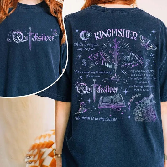 2 Slide, Quicksilver Series T-Shirt, Fantasy Bookish Merch, Kingfisher Shirt, Bookish Shirt, Callie Hart Quicksilver, Romance Book Crewneck Womenswear