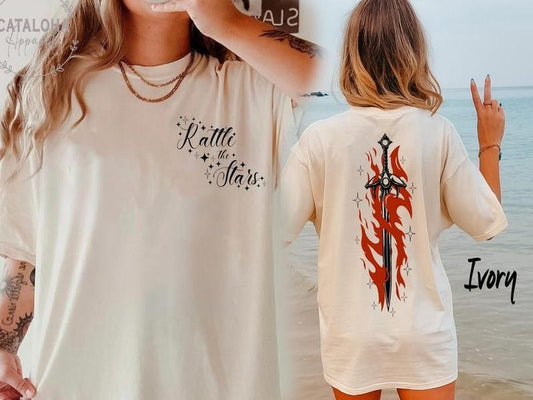 2 Slide, Rattle the Stars shirt, Throne of Glass Shirt, SJM merch, To Whatever End, Rowan t-shirt, Terrasen, Fireheart Aelin Galathynius TOG Tshirt