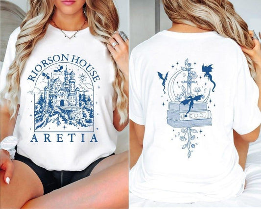 2 Slide, Riorson House T-Shirt, Aretia T-Shirt, Basgiath War College T-Shirt, Fourth Wing, Iron Flame, Dragon Rider Merch, Rebecca Yarros Apparel,Tee