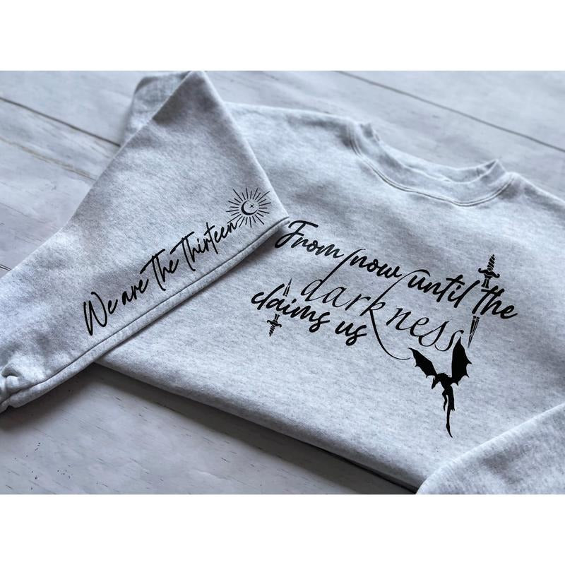 2 Slide,Licensed Throne of Glass Sweatshirt, Hoodie The Thirteen Shirt, Manon Blackbeak Abraxos, Wing Leader, Wyvern, SJM Merch, Fantasy Reader, Bookish