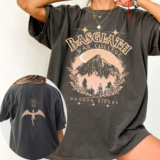 2 Slides, Basgiath War College T-Shirt,  Book Merch, Fourth Wing Apparel, Rebecca Yarros, Iron Flame Merch, Romantasy, Book shirt