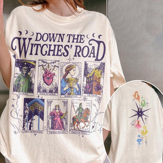 2 Slides, Down The Witches Road Shirt,Wicca Green Witch Shirt,Down The Witches Road Tarot Cards Shirt,Witch Coven Shirt,All Along Shirt,Witches Shirt