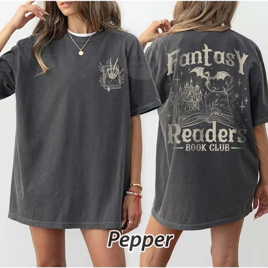 2 Slides, Fantasy Reader T-Shirt for Romance Reader Bookish Shirt for Bibliophile Vintage Reading Shirt for Women Gift for Book Lover, Womenswear Shortsleeve Crewneck Cotton Casual Top Fit